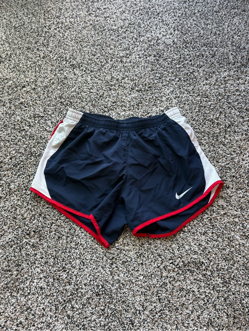 Nike Women's Navy Running Shorts with Red Trim